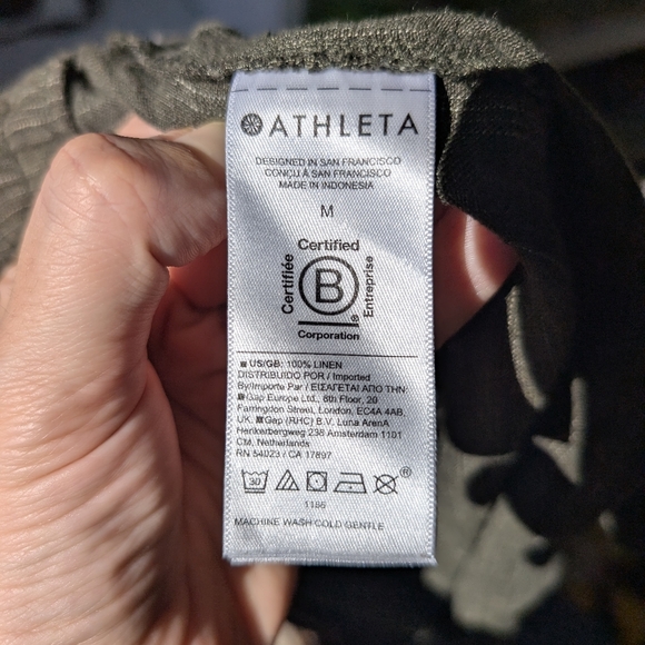 Athleta Women's Mid Rise Shorts Green 100% Linen Drawstring Medium Beach Summer - Picture 11 of 11